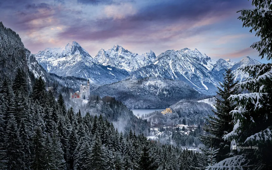 Neuschwanstein and Hohenschwangau Castles, Bavarian Alps, Germany