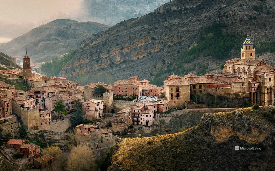 Medieval town of Albarracín at dawn, Teruel, Aragon, Spain