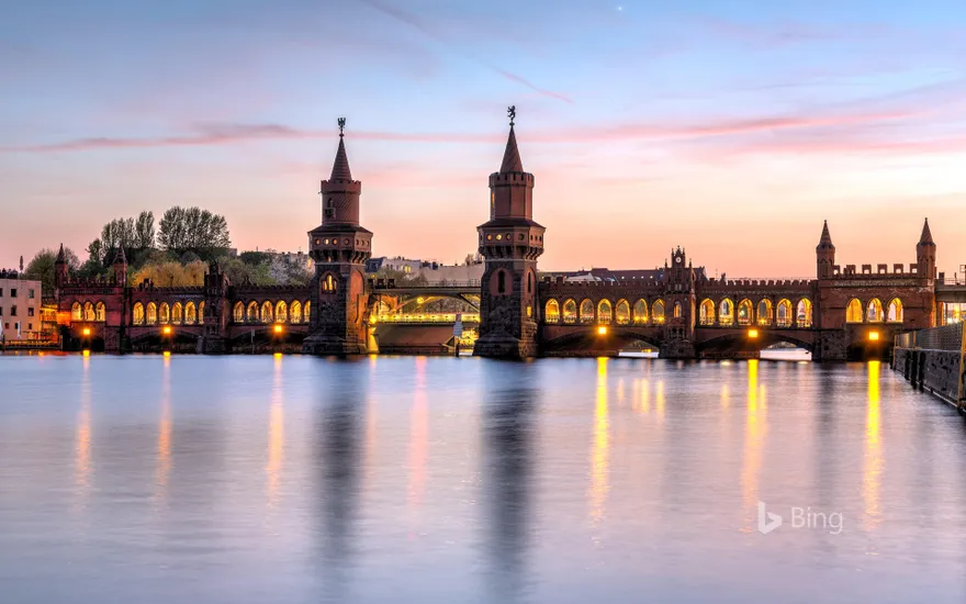 Beautiful Oberbaum Bridge on the Spree River at Sunset, Berlin