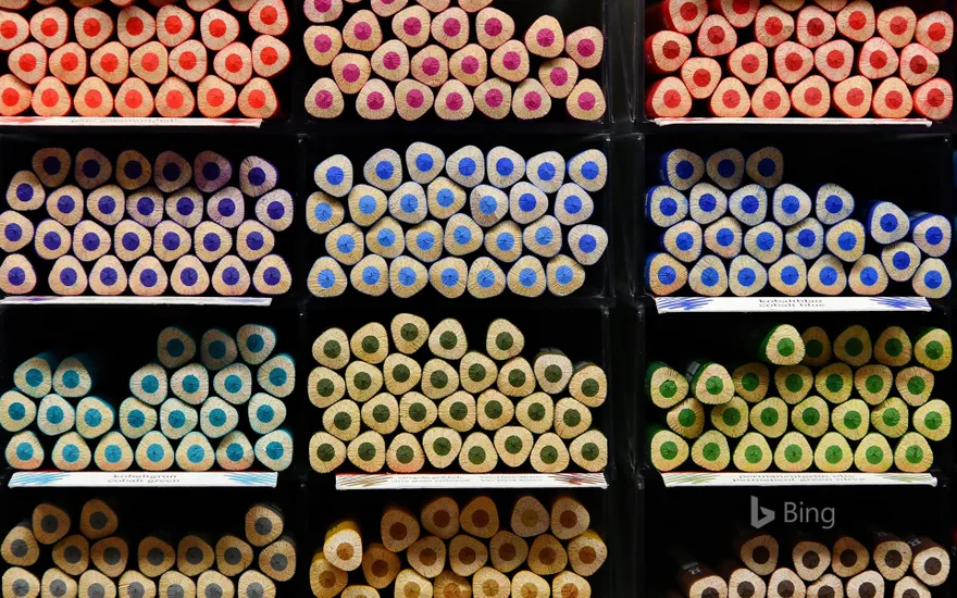 Pencils on display at Faber-Castell in Stein, Bavaria, Germany
