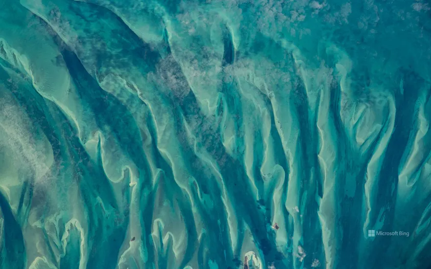 Blue-green waters around the Bahamas as seen from the International Space Station