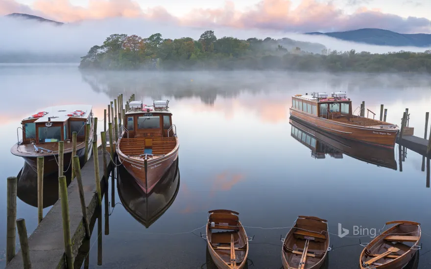 Boats on Derwentwater in the Lake District National Park, Cumbria