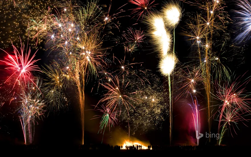 Bonfire and firework display to celebrate the 5th of November anniversary of the 'Gunpowder Plot'
