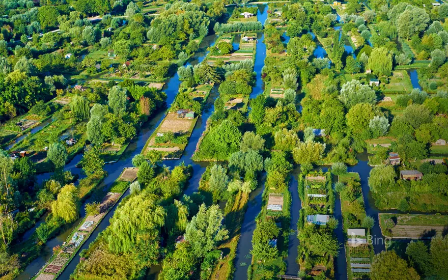 Aerial view of the marsh at Bourges, France