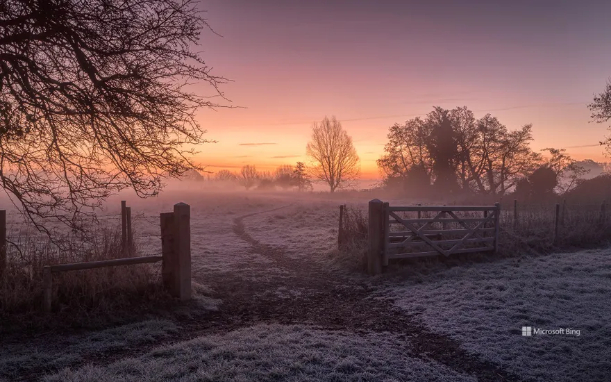 Winter sunrise in Dedham, Colchester, England