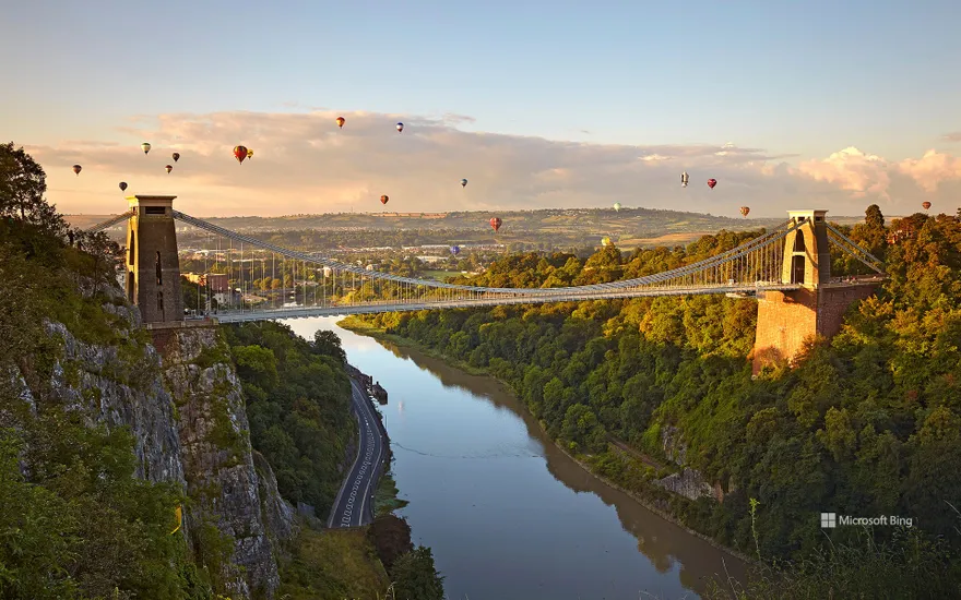 Clifton Suspension Bridge during the Bristol Balloon Fiesta, Bristol