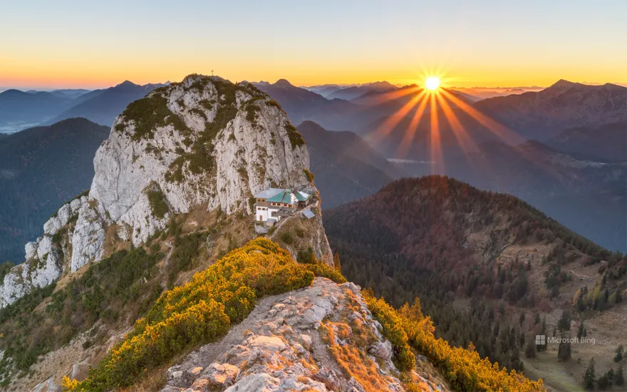 View from the summit of Roßstein mountain, Bavaria, Germany
