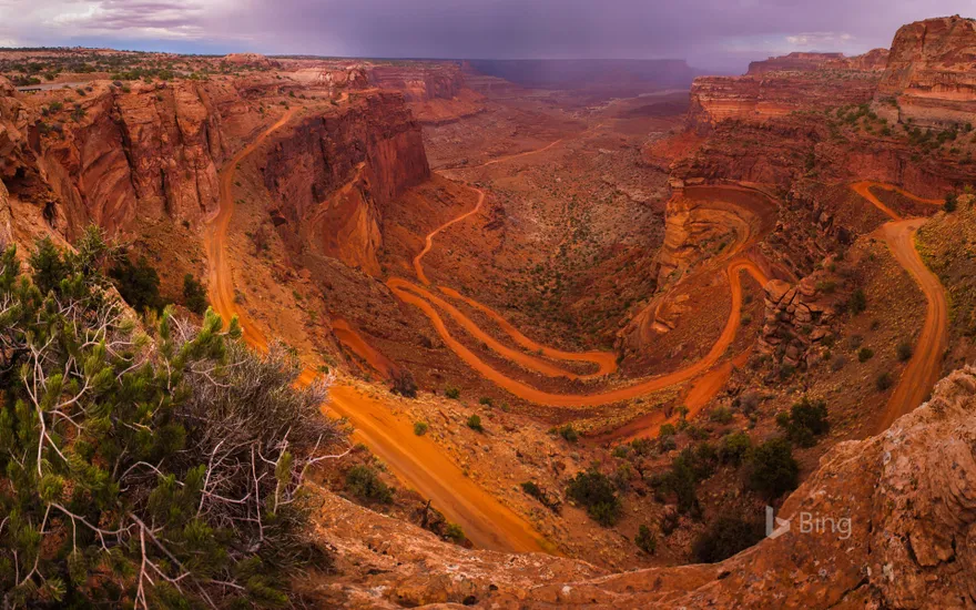 White Rim Road seen from Island in the Sky in Canyonlands National Park, Utah