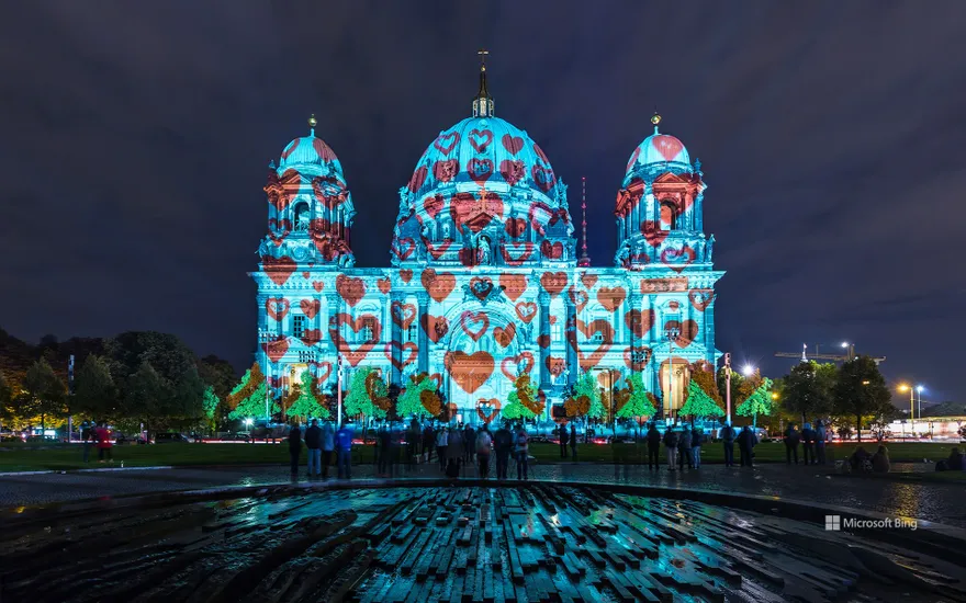 Berlin Cathedral in Heart Illumination, Day of Lights, Berlin
