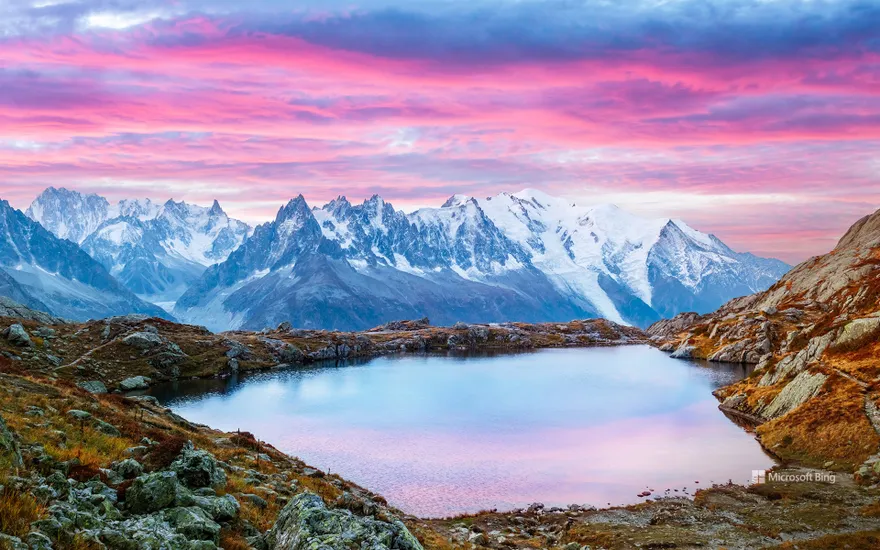 Sunset over the Chéserys lakes, Chamonix-Mont Blanc, France