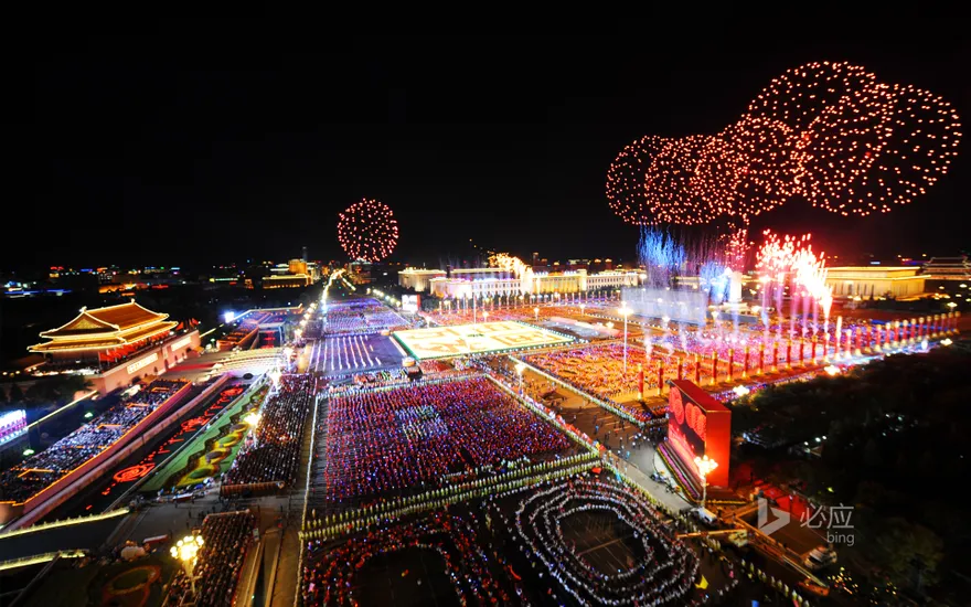 Fireworks over Tiananmen Square on National Day, October 1, 2009