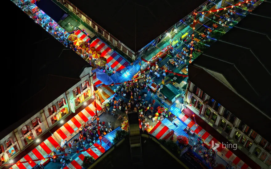 Aerial view of Chinatown, Singapore