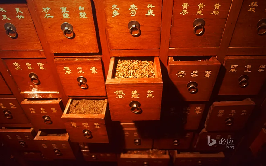 Medicine cabinet full of Chinese medicine