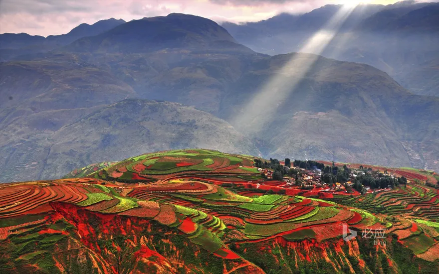 Colorful terraces in Luoxiagou, Yunnan
