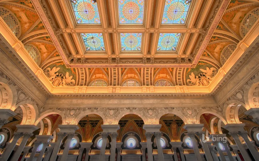 Entrance hall to the main reading room at the Library of Congress, Washington, D.C.