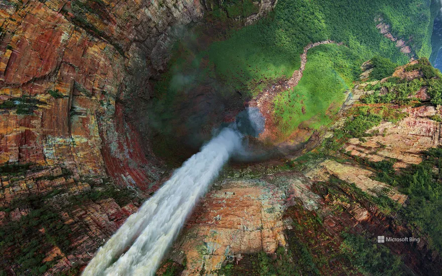 Aerial view of the Churún Merú waterfall, Venezuela