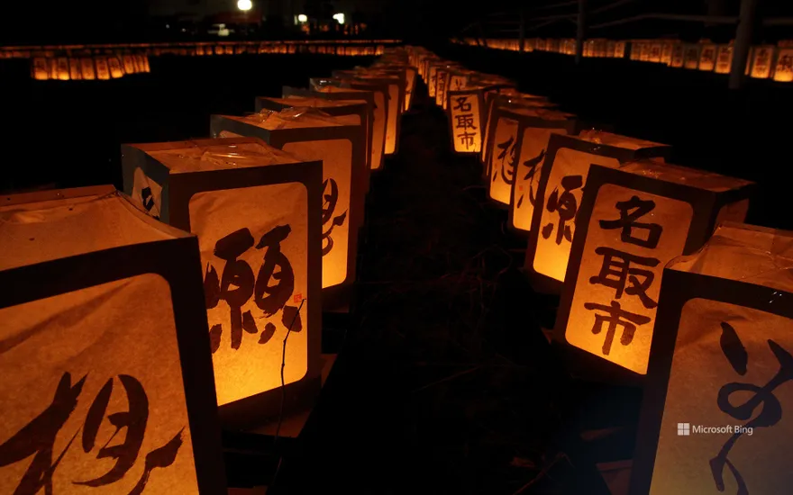 Lanterns at memorial event, Natori City, Miyagi Prefecture