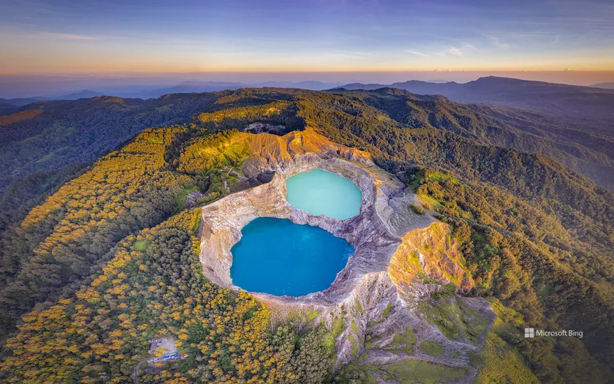Volcanic crater lakes on Kelimutu, Flores, Indonesia