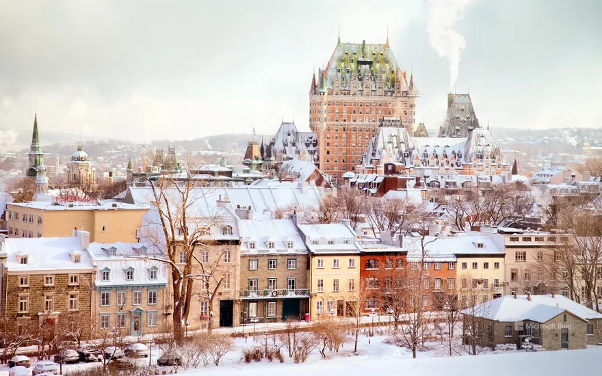 Winter Skyline featuring the Château Frontenac tower, Quebec City