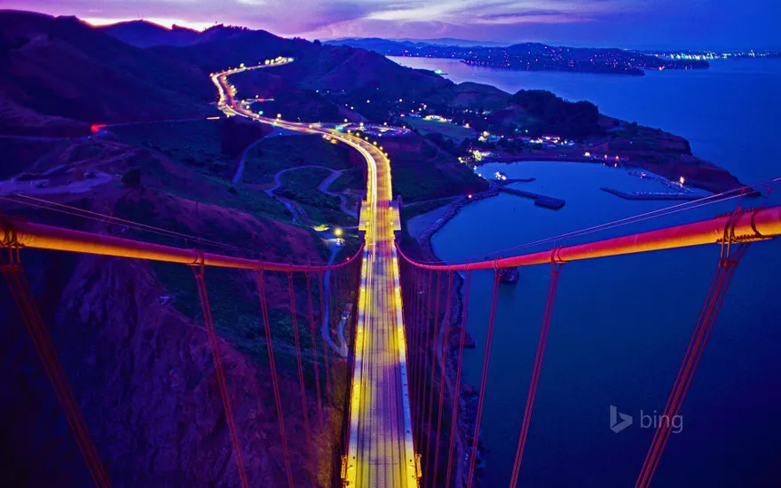 Golden Gate Bridge connecting to Marin County, California