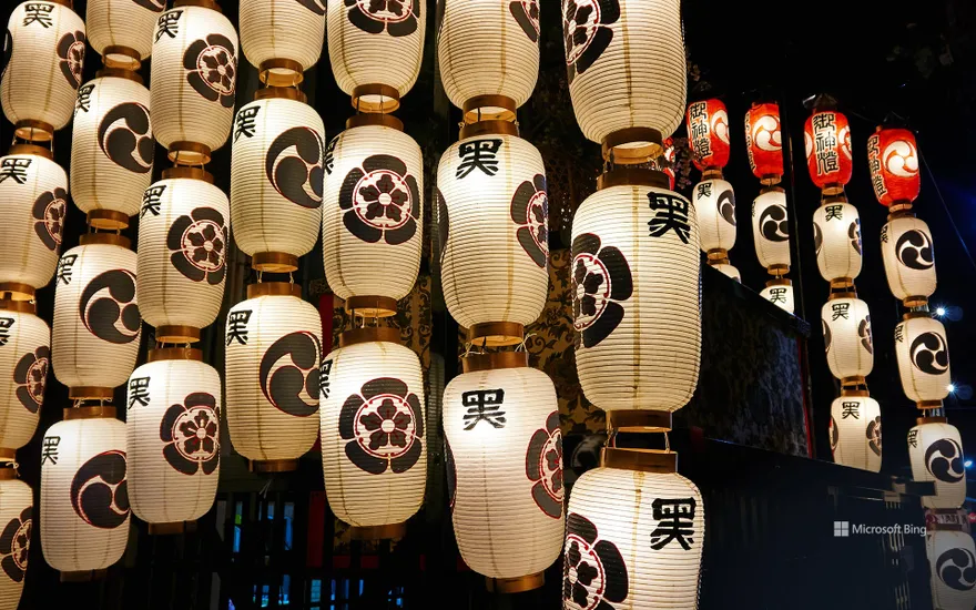 Yamahoko decorated with lanterns, Kyoto City, Kyoto Prefecture