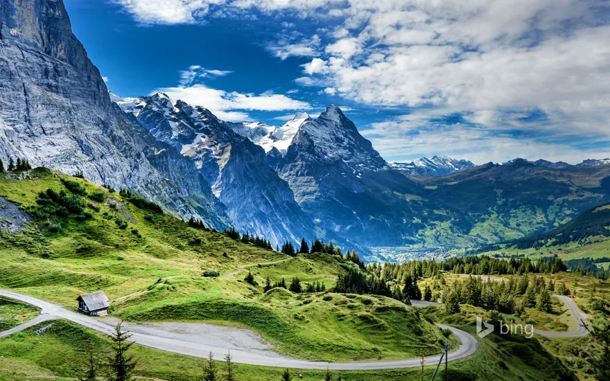 View of the Eiger from the Grosse Scheidegg mountain pass, Switzerland