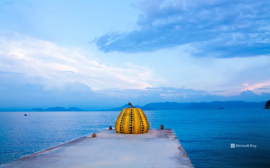 Yayoi Kusama's "Pumpkin", Kagawa Prefecture, Kagawa District