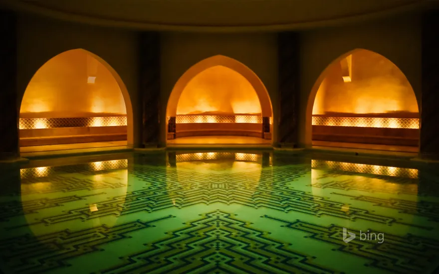 Hammam bathhouse beneath the Hassan II Mosque, Casablanca, Morocco