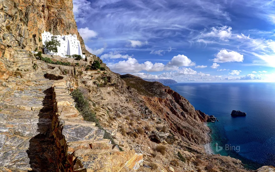 The monastery of Panagia Hozoviotissa on Amorgos island, Greece