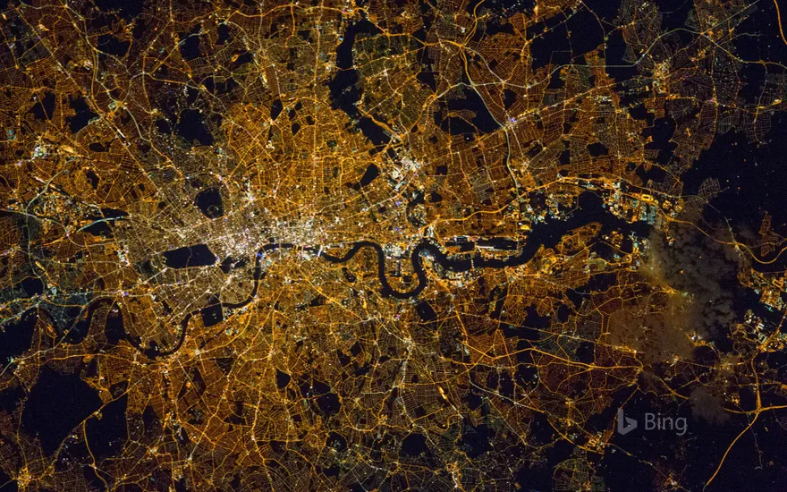 London and surroundings photographed from the International Space Station