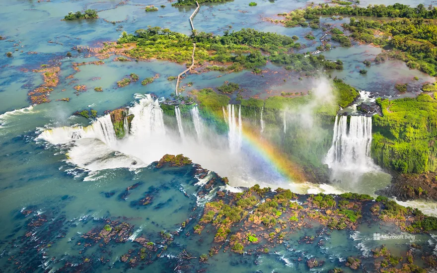 Aerial view of Iguazú Falls, Foz do Iguaçu, Brazil