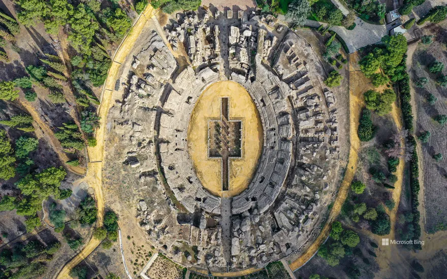 The Roman amphitheater of Italica, near Seville, Spain