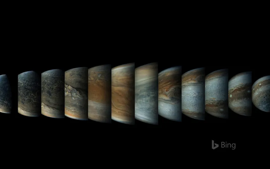 Sequence of enhanced-color images of Jupiter