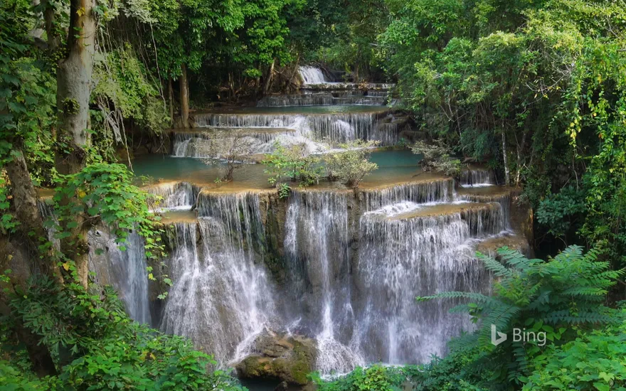 Huay Mae Khamin waterfall in Khuean Srinagarindra National Park, Thailand