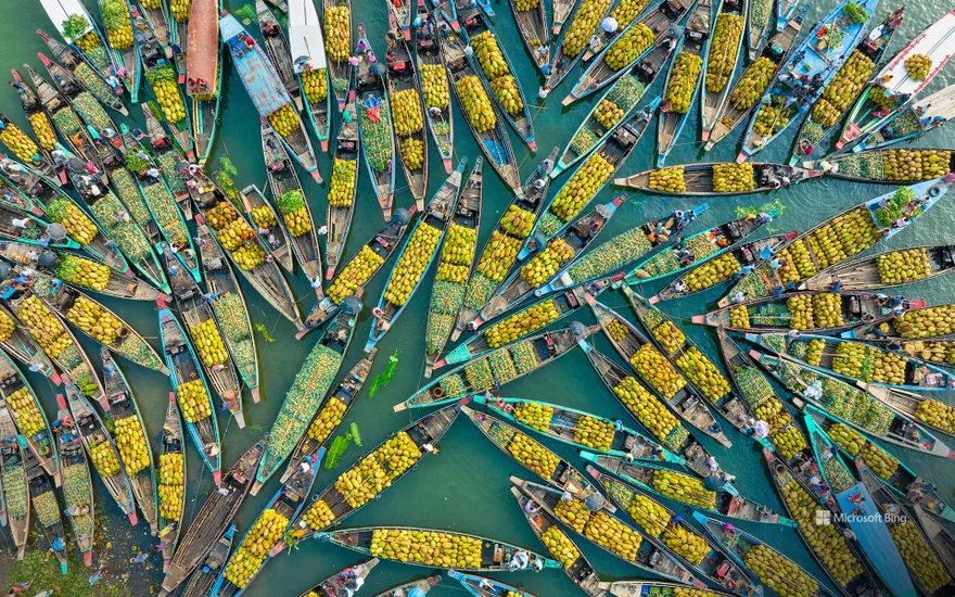 Floating market, Kaptai Lake, Rangamati, Bangladesh