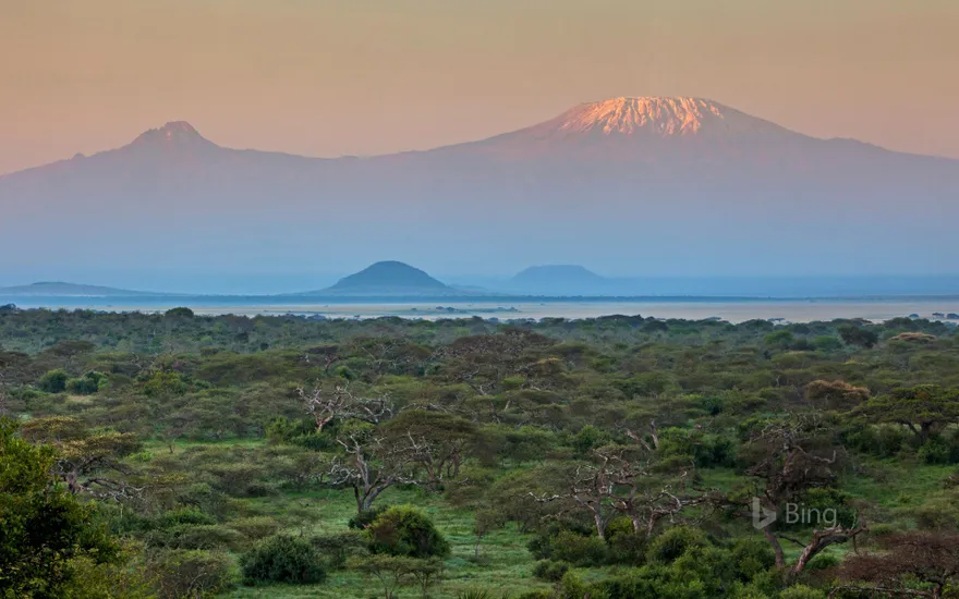 Mount Kilimanjaro seen from Chyulu Hills National Park in Kenya