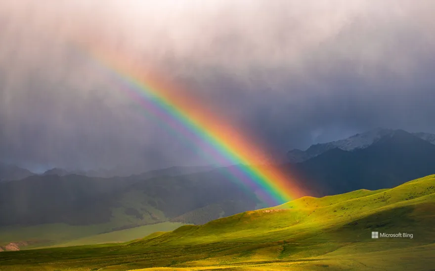 A rainbow in At-Bashy District  , Kakshaal Too Mountains, Naryn Province, Kyrgyzstan