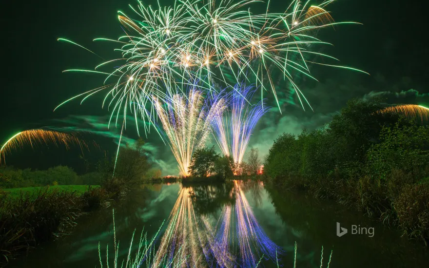 A firework display in Lancashire, on Guy Fawkes Night