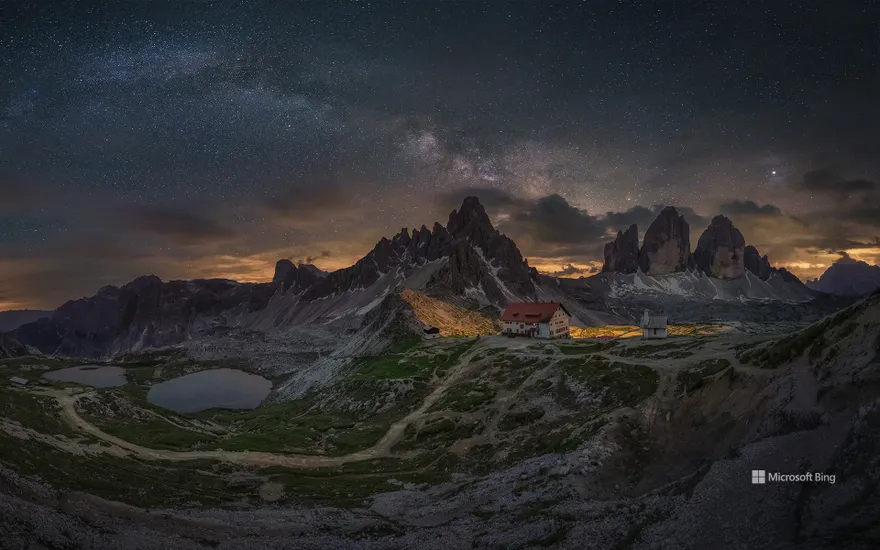 Milky Way above Tre Cime di Lavaredo, South Tyrol, Italy