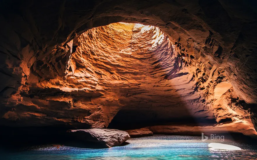 Cave interior at Magdalen Islands, Quebec, Canada