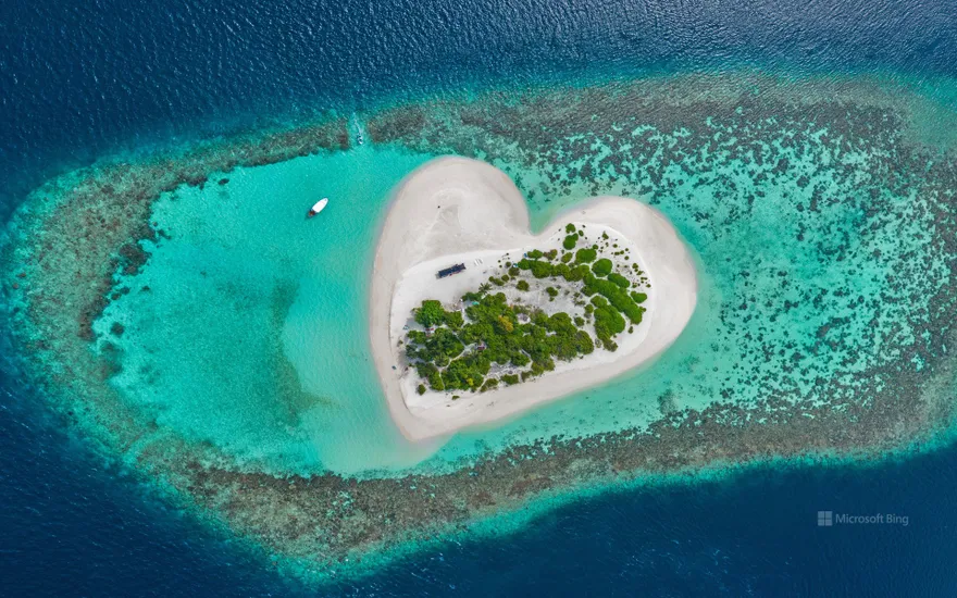 Heart-shaped island, Indian Ocean, Maldives