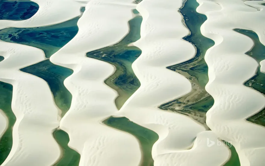 Sandy dunes and natural pools, Lençóis Maranhenses National Park, Maranhão, Brazil