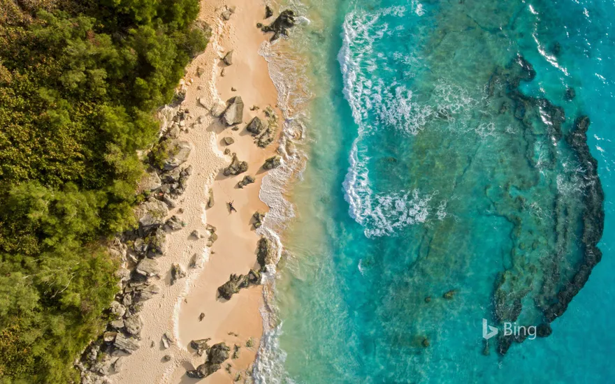 Aerial view of Marley Beach, Bermuda