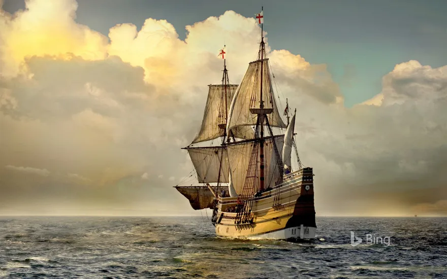 The Mayflower II replica of the original Mayflower