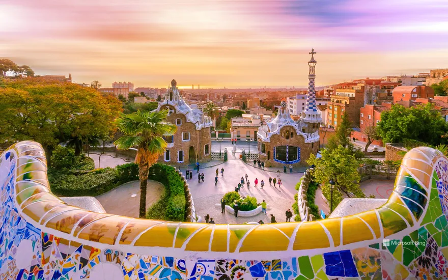 View of the city from Park Güell in Barcelona, Spain