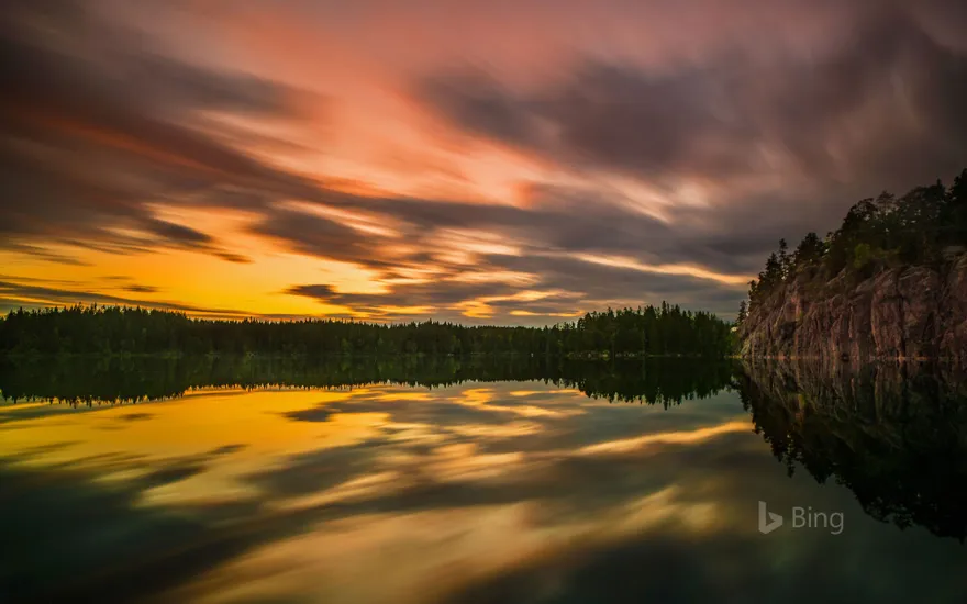 Midsummer light captured at a lake near the city of Örebro, Sweden
