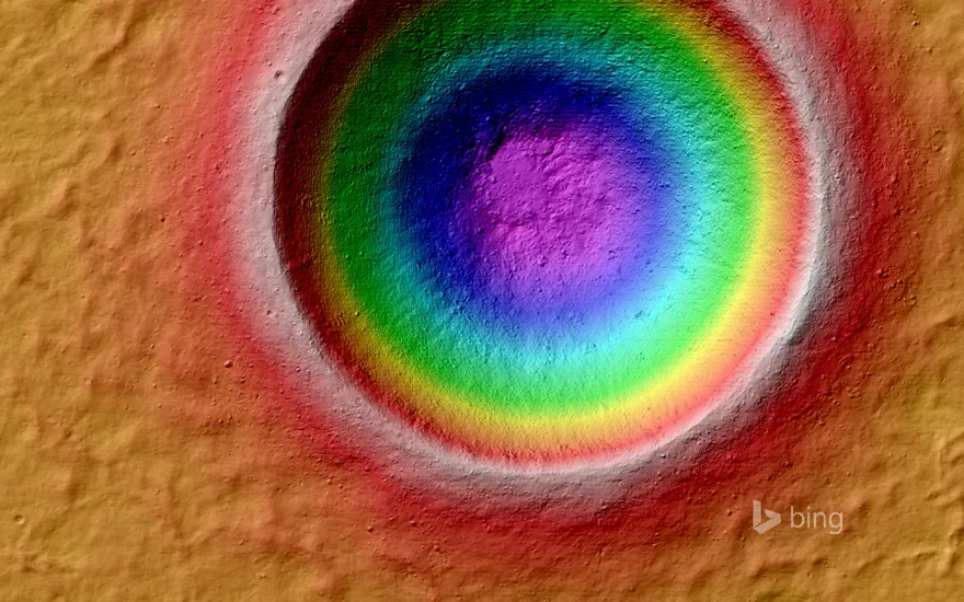 Color-coded relief map of Linné Crater on the moon