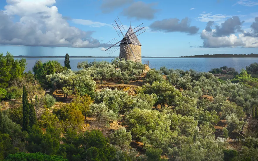 Ancient stone windmill, France