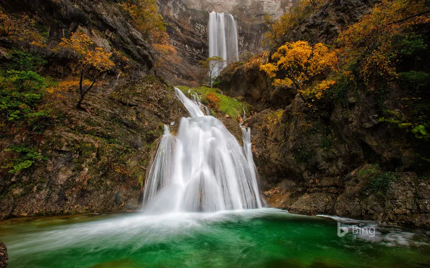 Waterfalls at the source of the Mundo River, Sierra de Riopar, Albacete, Spain