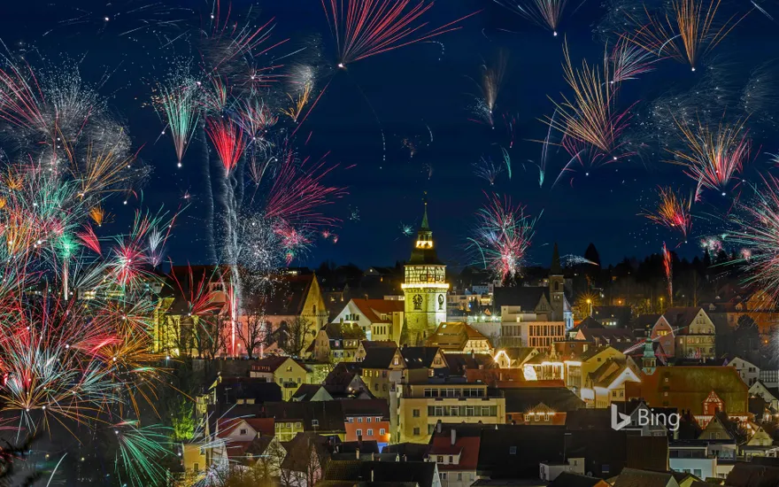 Fireworks for New Year's Eve in Backnang, Germany